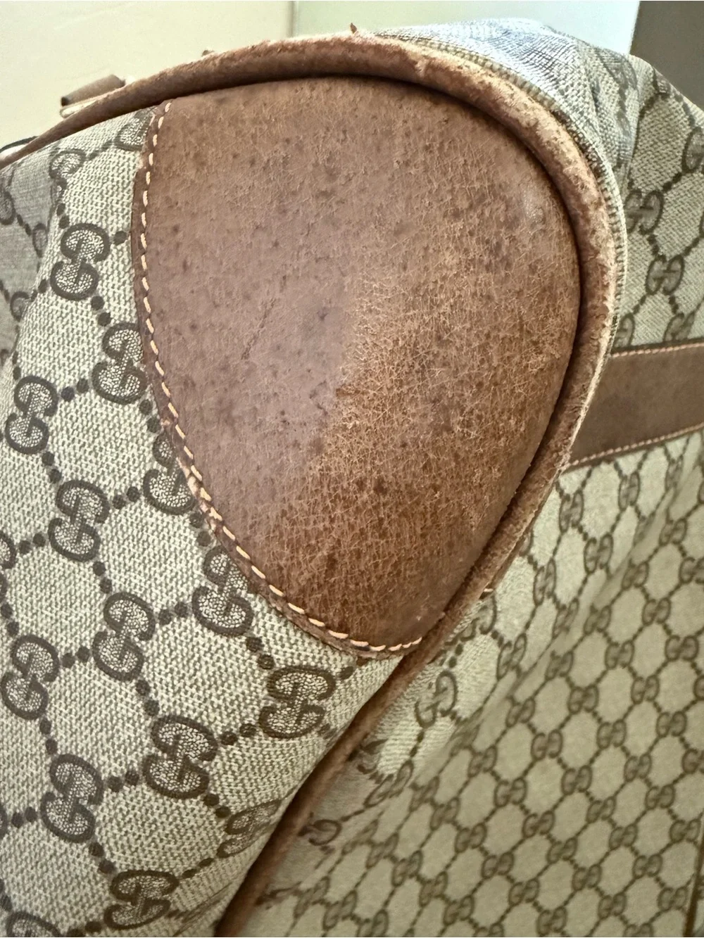 Gucci Beige and Brown GG Monogram Top-Handle Tote restoration project